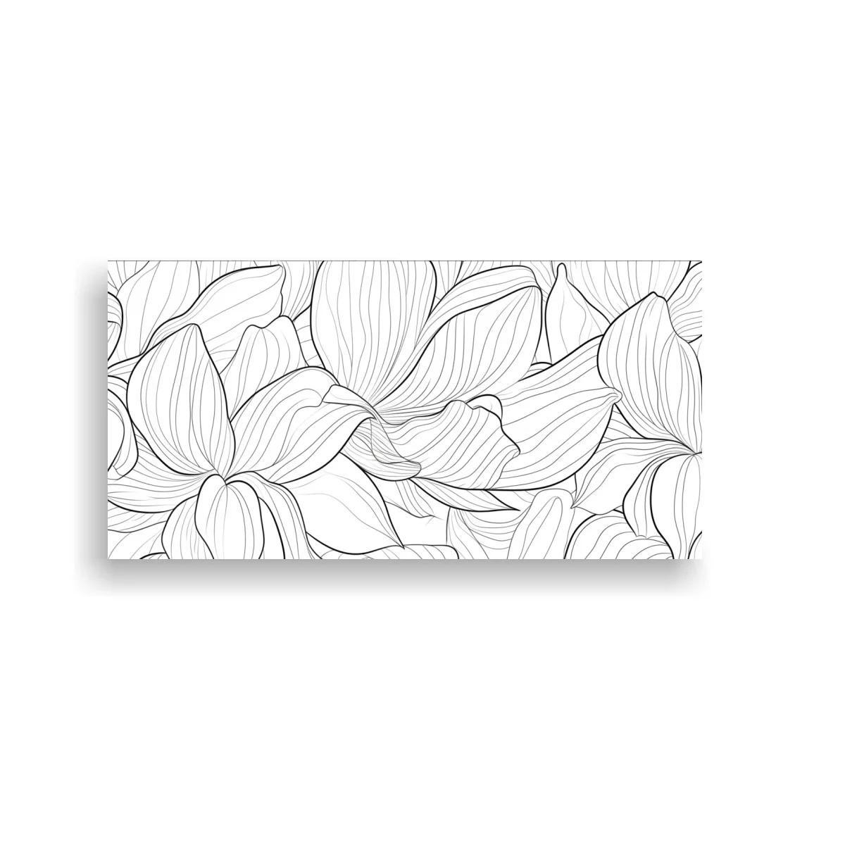 Cuadro flores grandes delineadas en blanco y negro — imagen principal