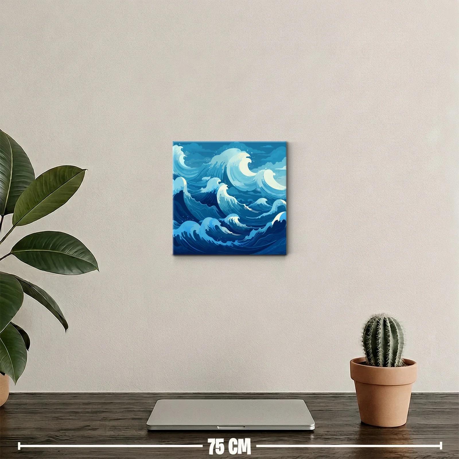 Dinámico cuadro de olas marinas en tonos azules vibrantes — miniatura 2
