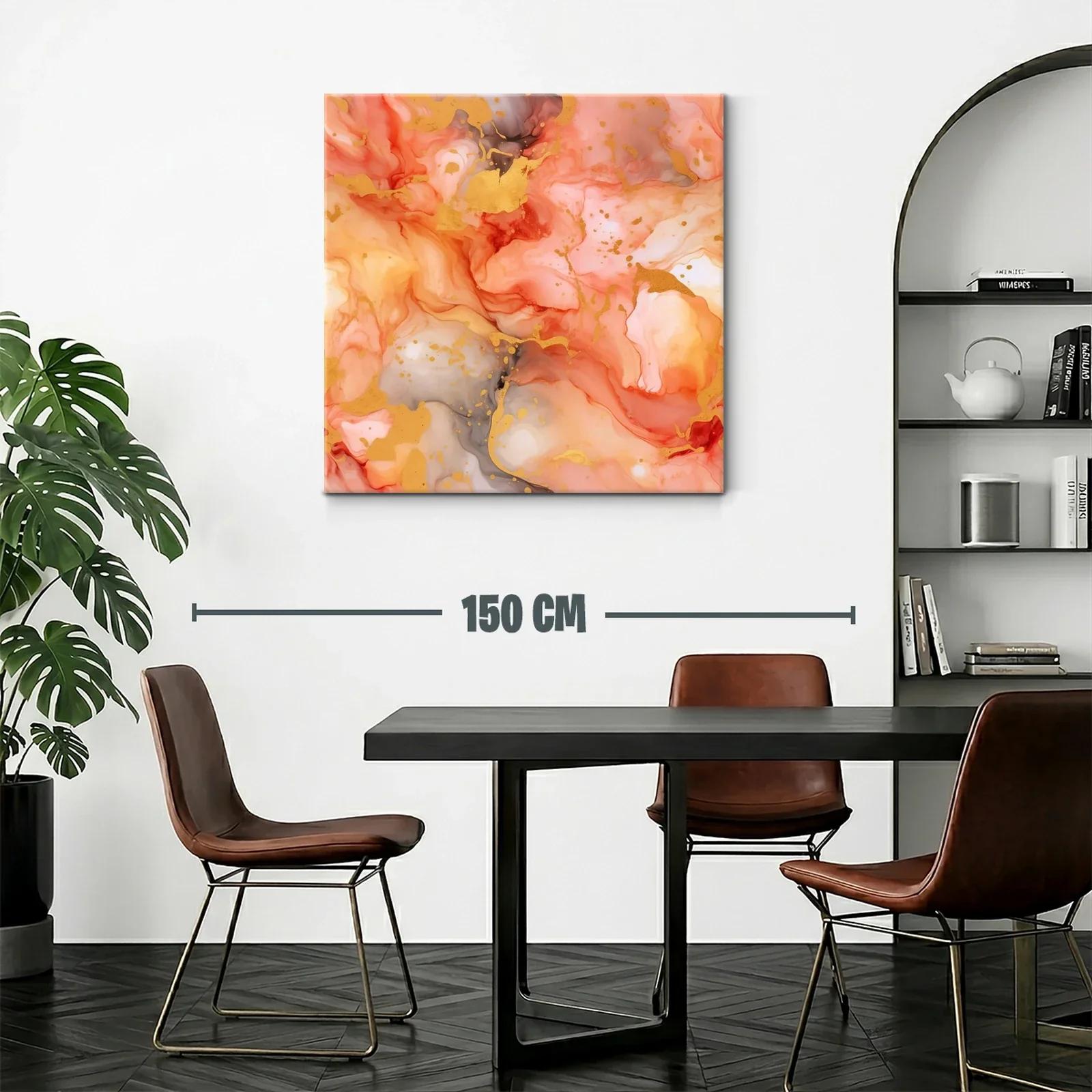 Cuadro abstracto con tonos cálidos y detalles dorados — miniatura 2