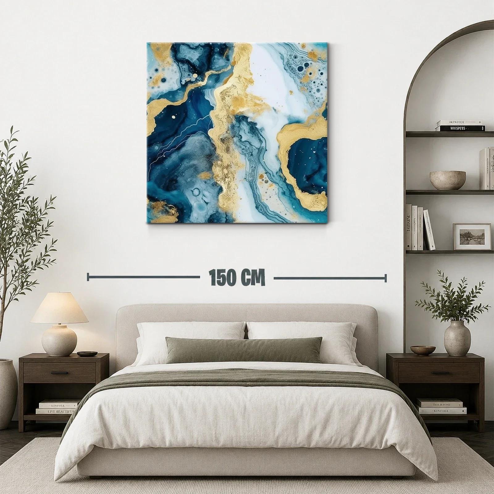 Arte abstracto en tonos azules y dorados sofisticados — miniatura 3