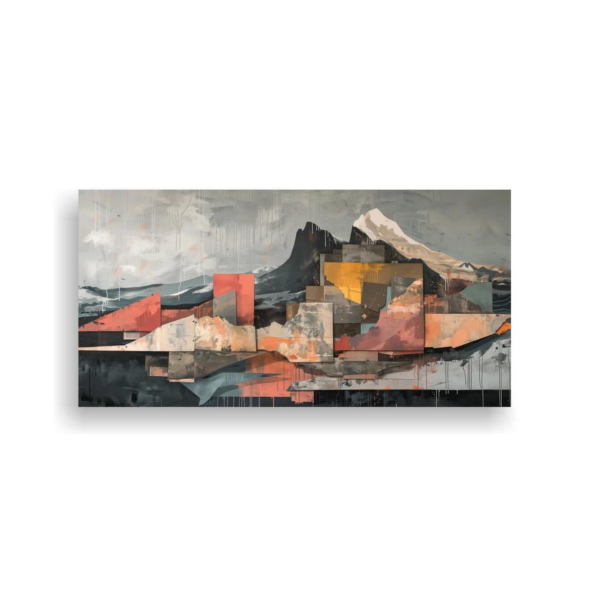 Cuadro paisaje urbano abstracto con reflejo inferior
