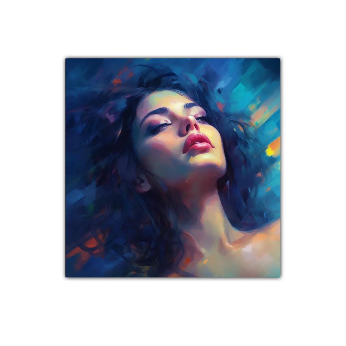 Rostro femenino con expresión serena y colorida vibrante — imagen principal