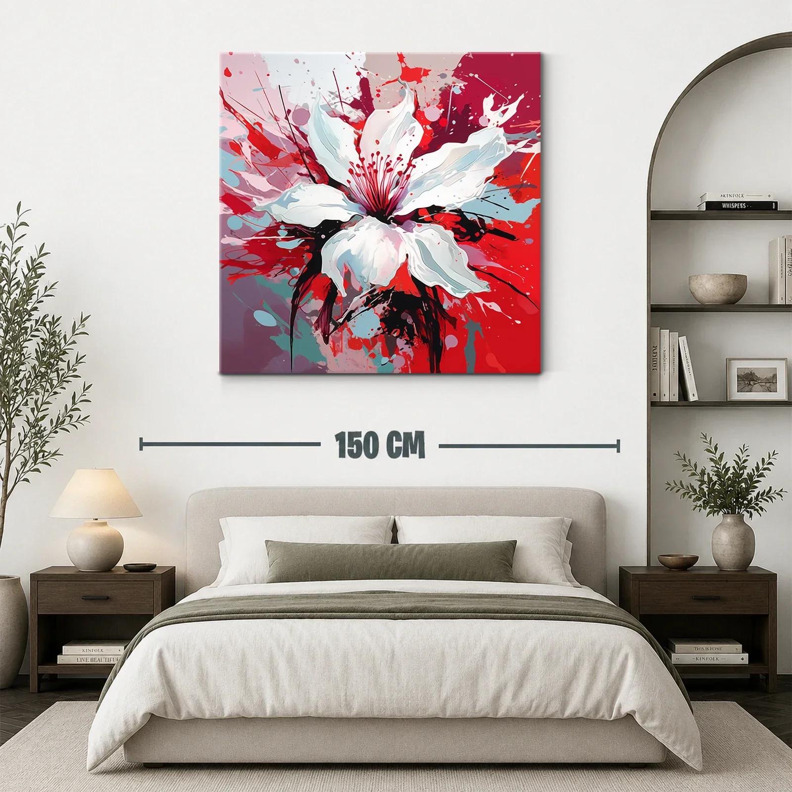 Explosión artística de flor blanca vibrante en tonos rojos — miniatura 3
