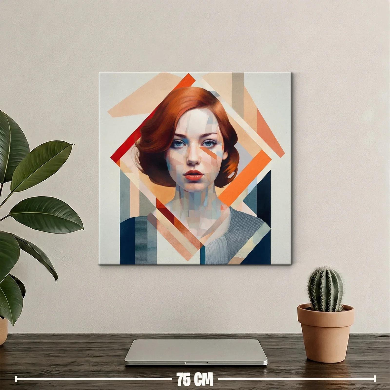 Retrato contemporáneo de mujer con tonos cálidos y geometría — miniatura 2