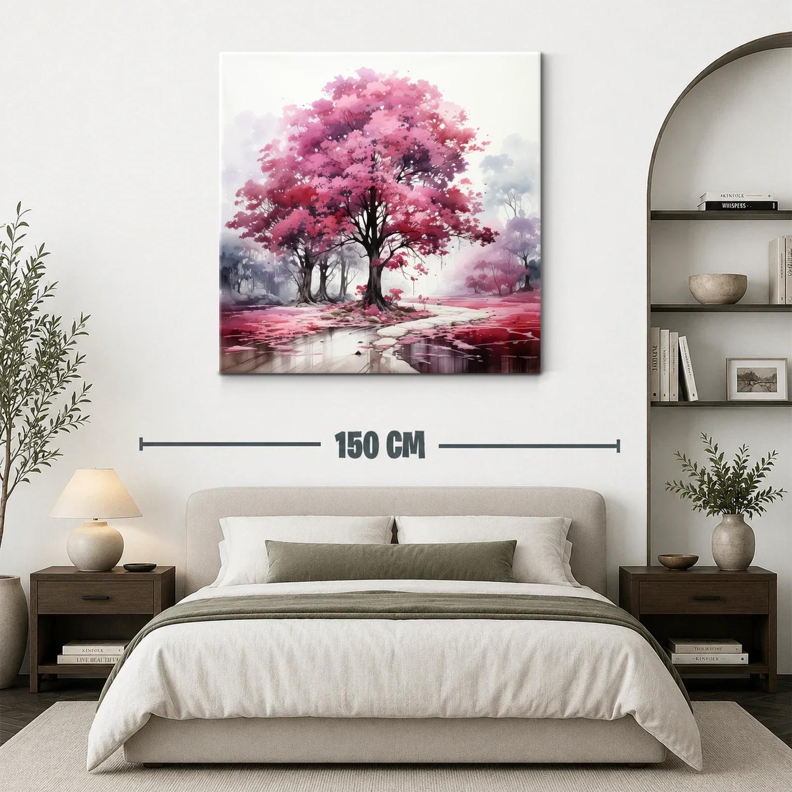 Bosque encantado con árboles de flores rosa vibrante — miniatura 3