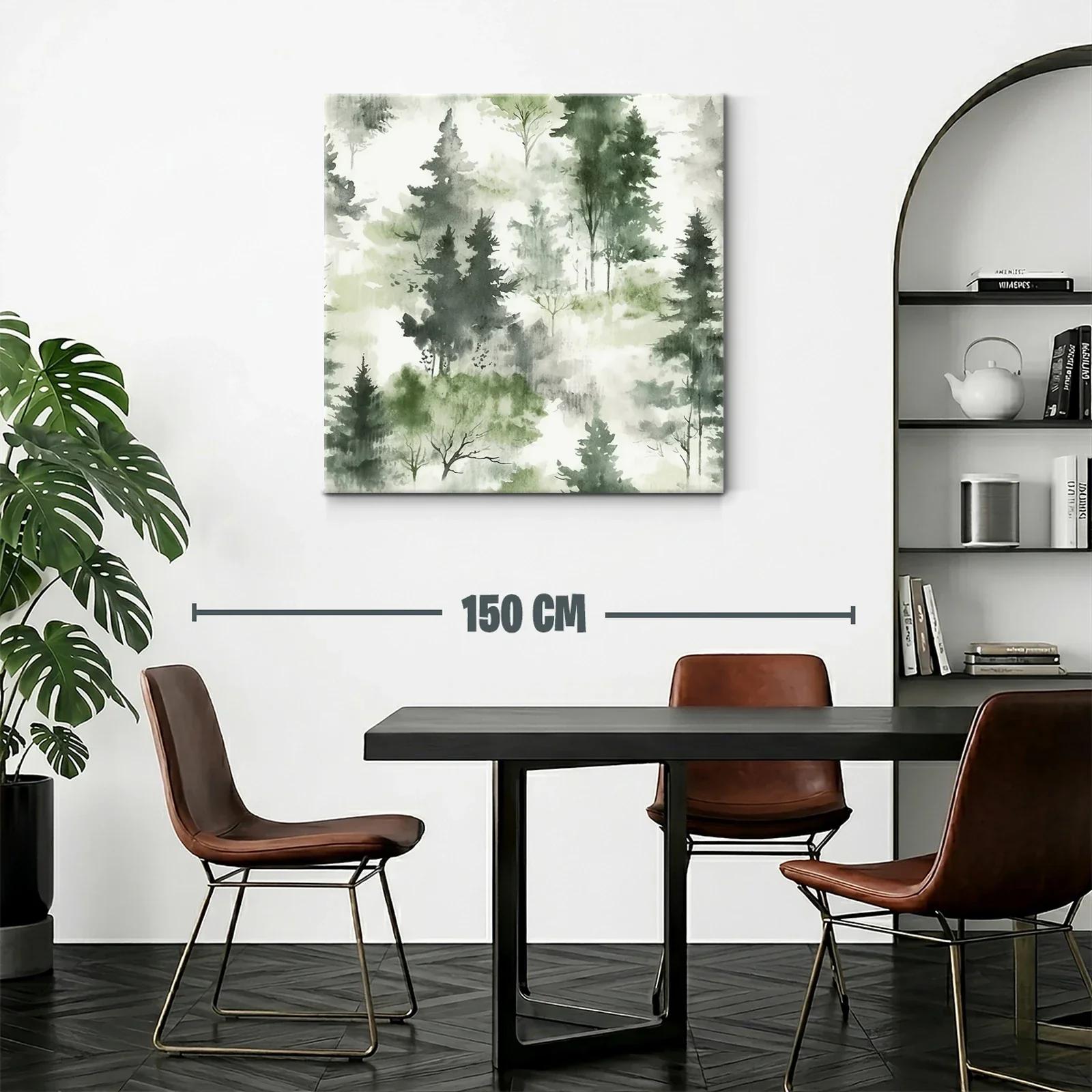 Tranquilo bosque en tonos verdes y grises suaves — miniatura 2