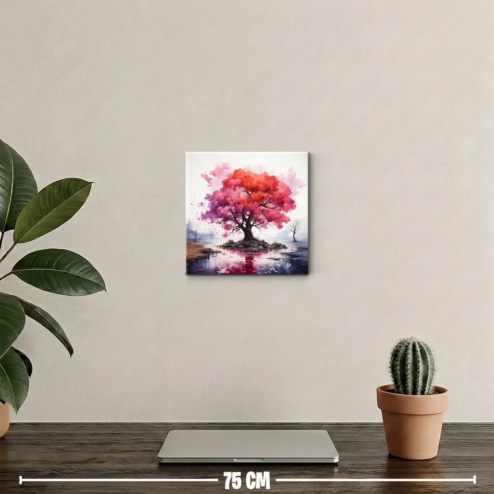 Árbol vibrante en isla reflejando tonos cálidos y fríos — miniatura 2