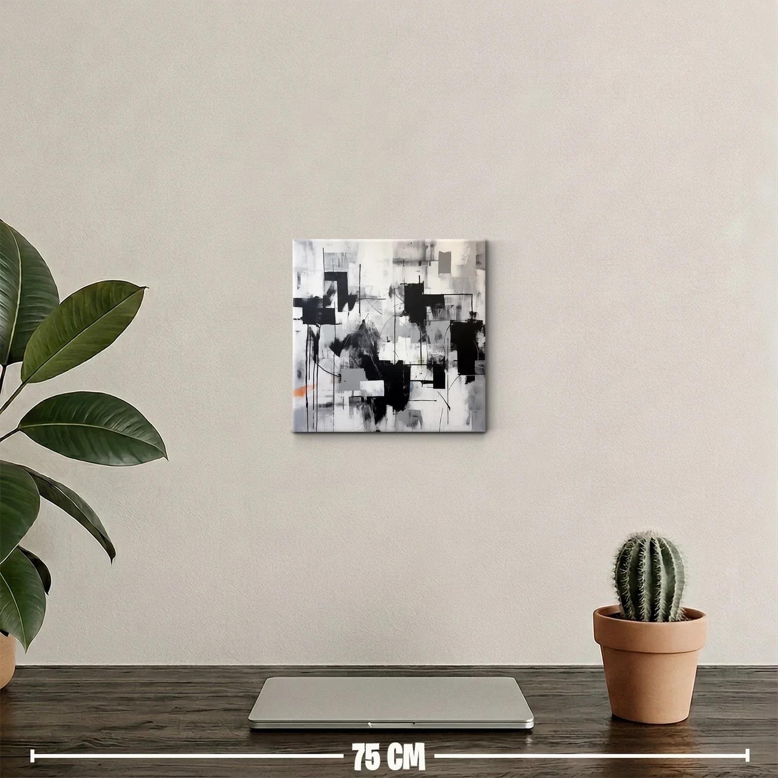 Cuadro abstracto moderno en tonos neutros y contrastes intensos — miniatura 2