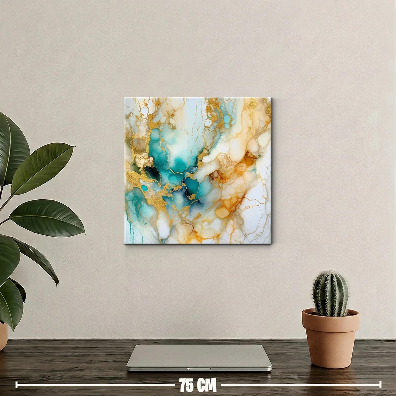 Composición abstracta en azul, dorado y tonos tierra suaves — miniatura 2