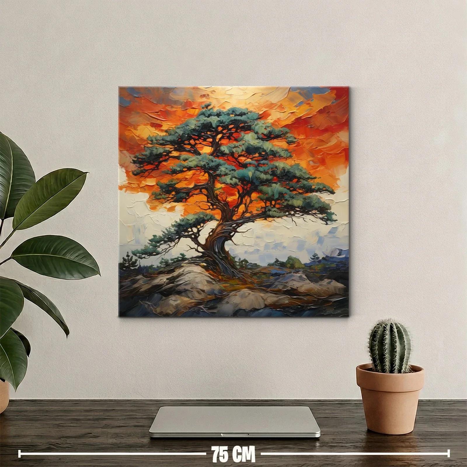 Árbol solitario con cielo fuego en paisaje natural — miniatura 2