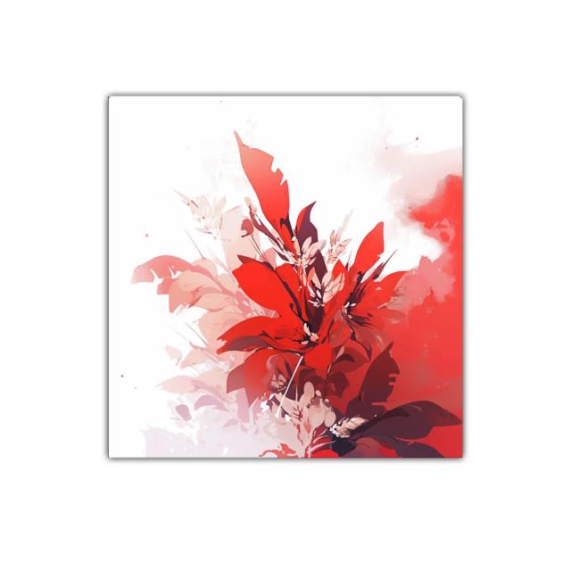 Cuadro decorativo con flores rojas y diseño abstracto moderno