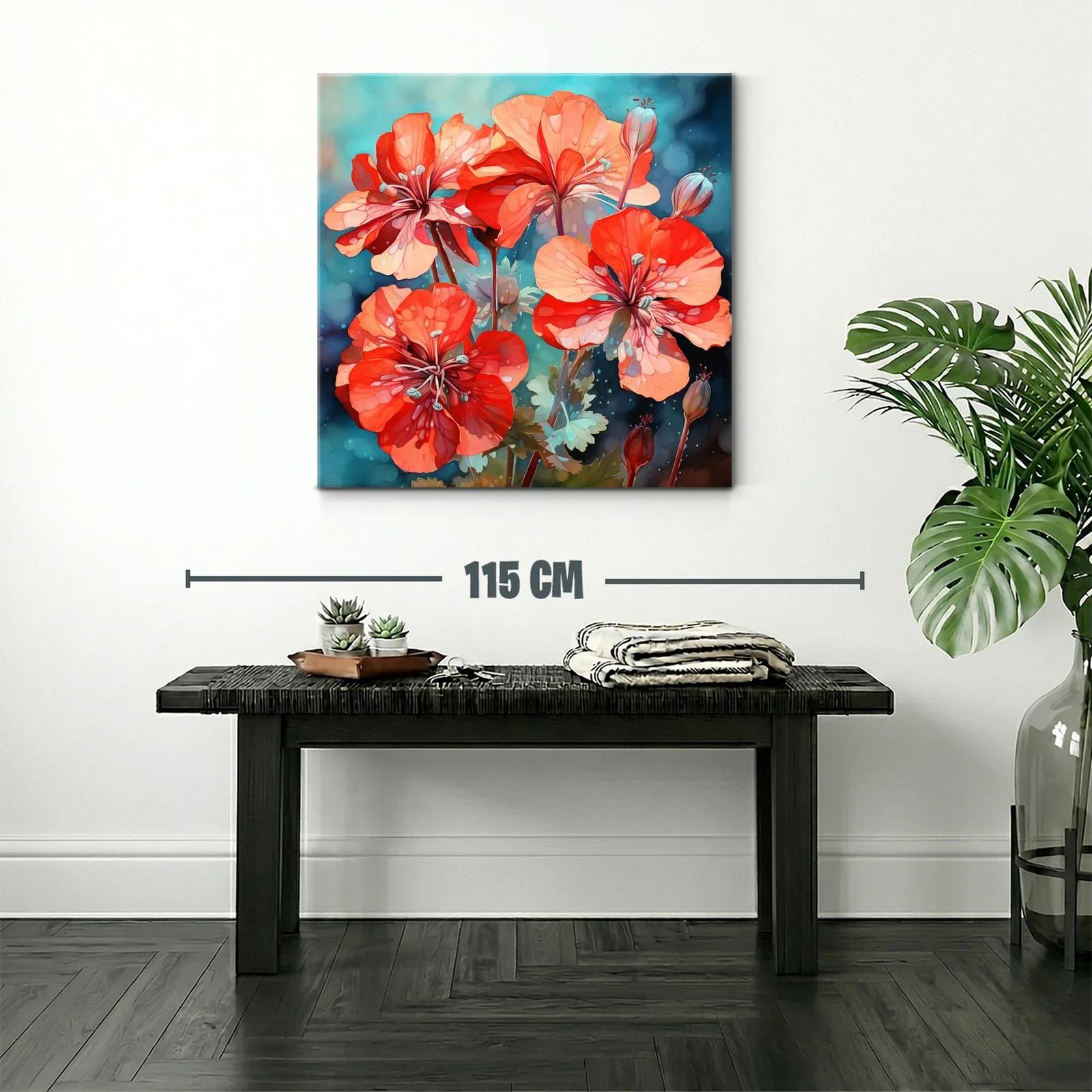 Flores rojas vibrantes sobre fondo azul turquesa — miniatura 2