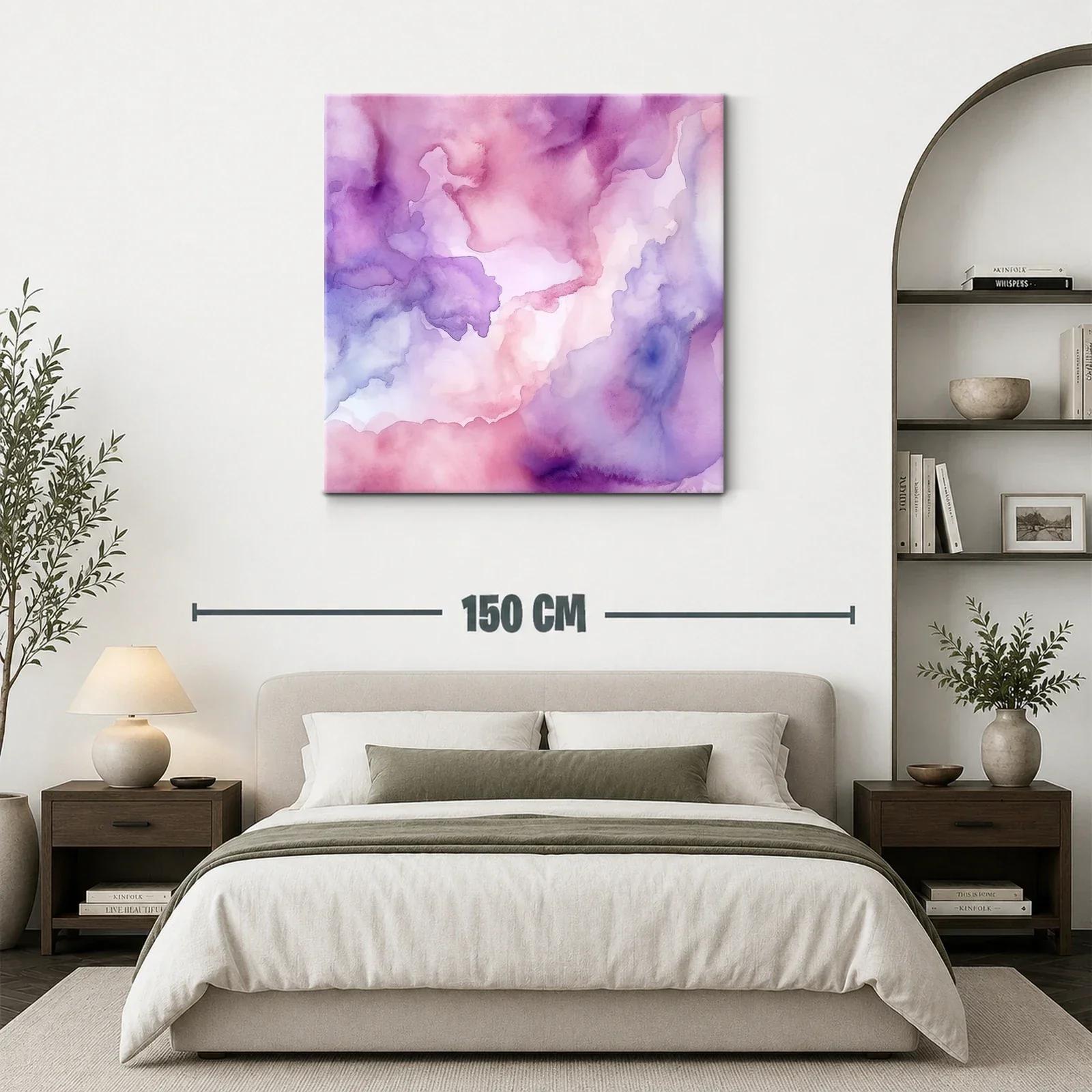 Cuadro abstracto en tonos suaves de morado y rosa — miniatura 3