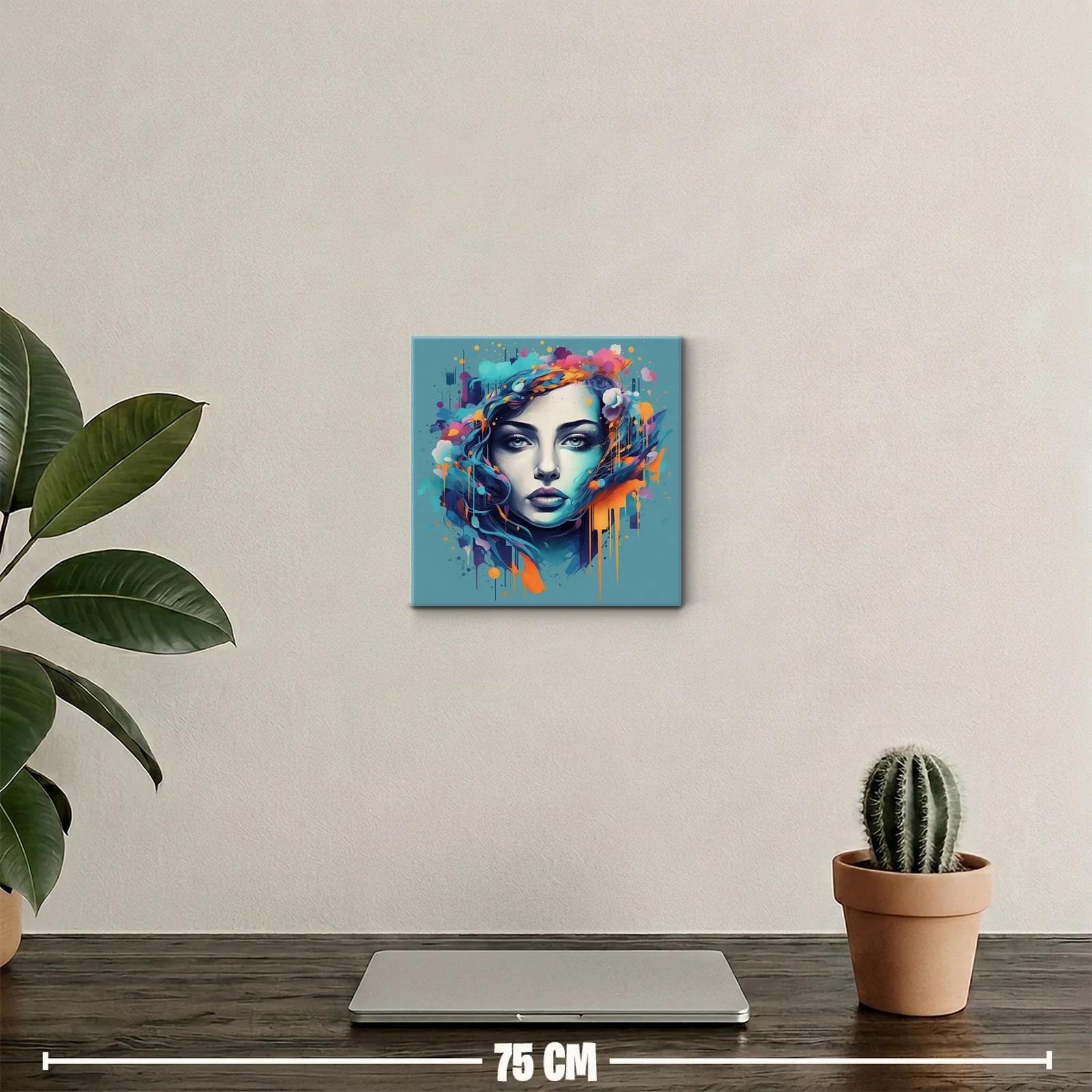 Rostro femenino con vibrantes colores abstractos y emotividad intensa — miniatura 2