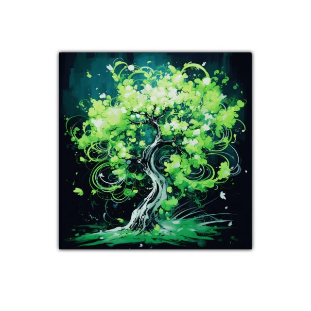 Árbol en movimiento de vibrantes tonos verdes