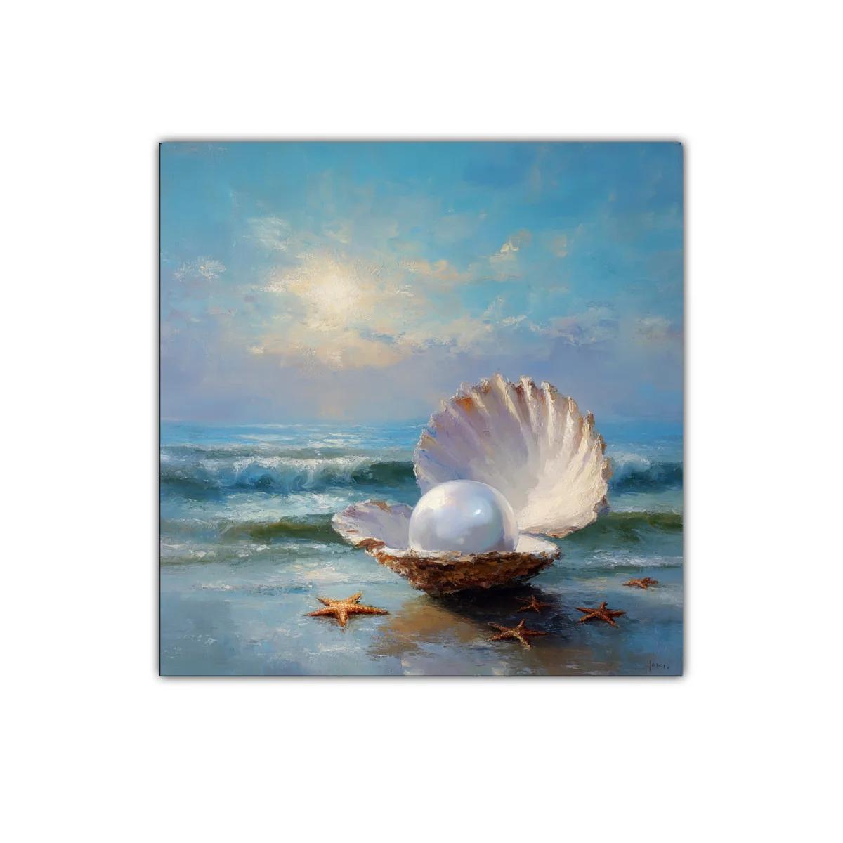 Perla resplandeciente sobre la orilla del mar azul — miniatura 1