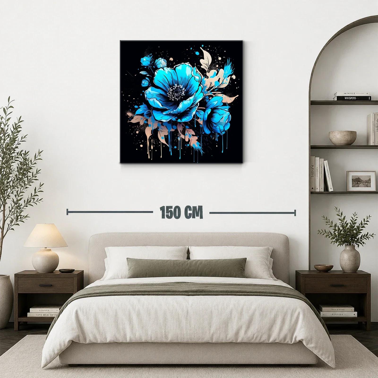 Flores vibrantes en tonos azules sobre fondo oscuro — miniatura 3