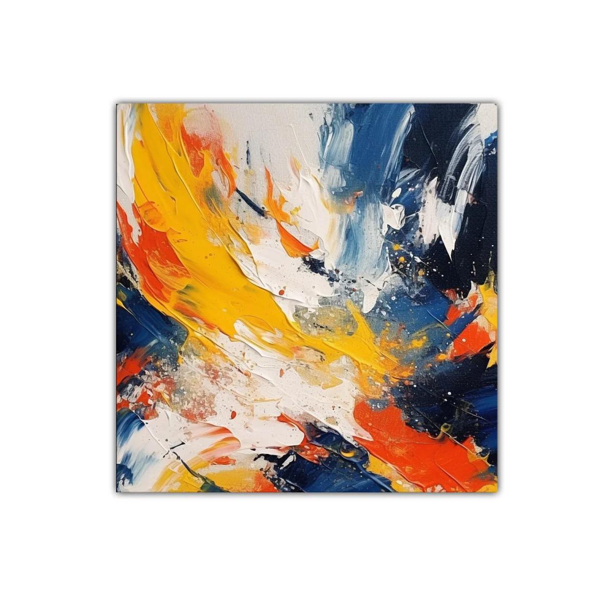 Cuadro abstracto con vivos contrastes en tonos cálidos y fríos — imagen principal