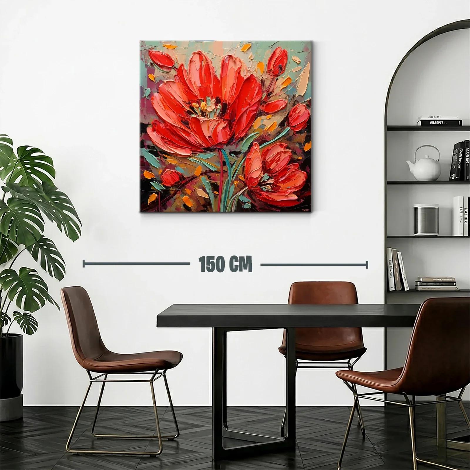 Cuadro moderno con llamativas flores rojas vibrantes — miniatura 2