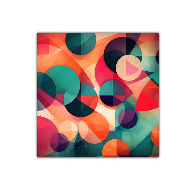 Composición geométrica vibrante con círculos y tonos cálidos