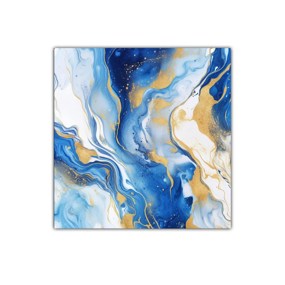 Composición abstracta en azul y dorado para decoración elegante