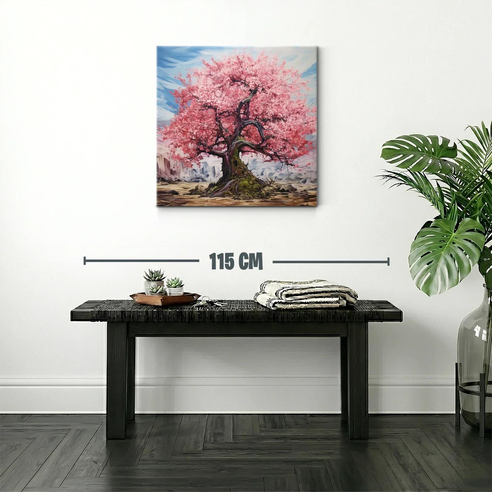 Árbol de Cerezo en Flor sobre Paisaje Montañoso — miniatura 2