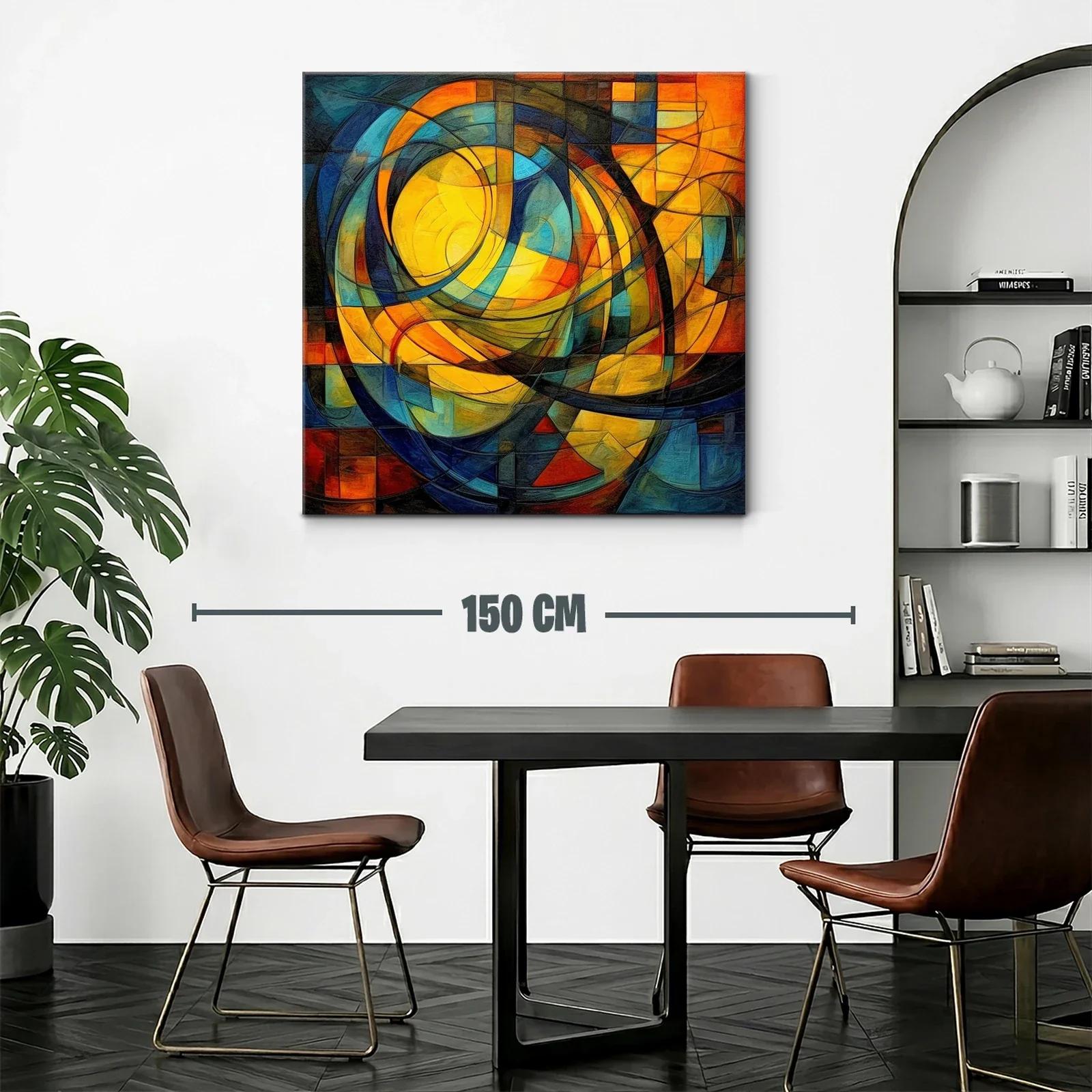 Cuadro abstracto con formas circulares y paleta cálida — miniatura 2
