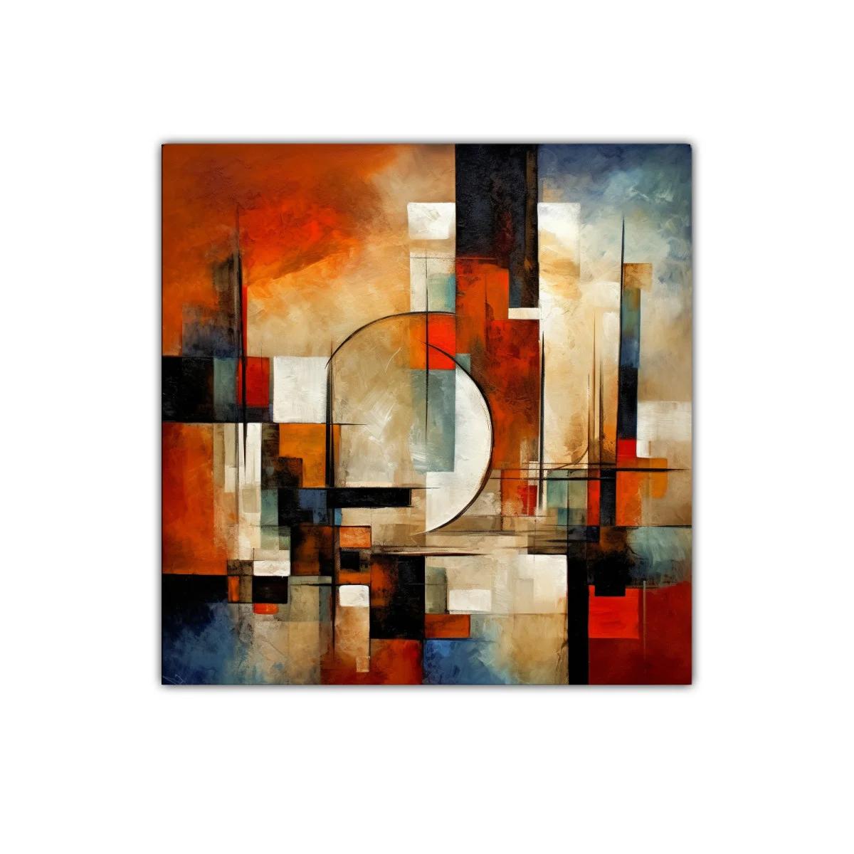 Composición abstracta con tonos cálidos y geométricos