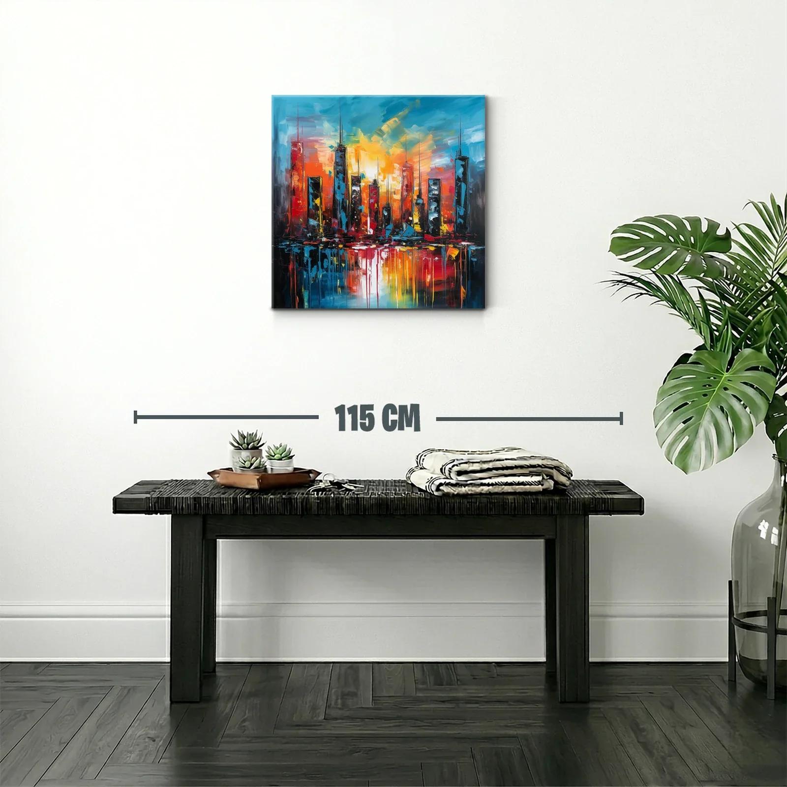 Atardecer vibrante sobre skyline urbano moderno — miniatura 2