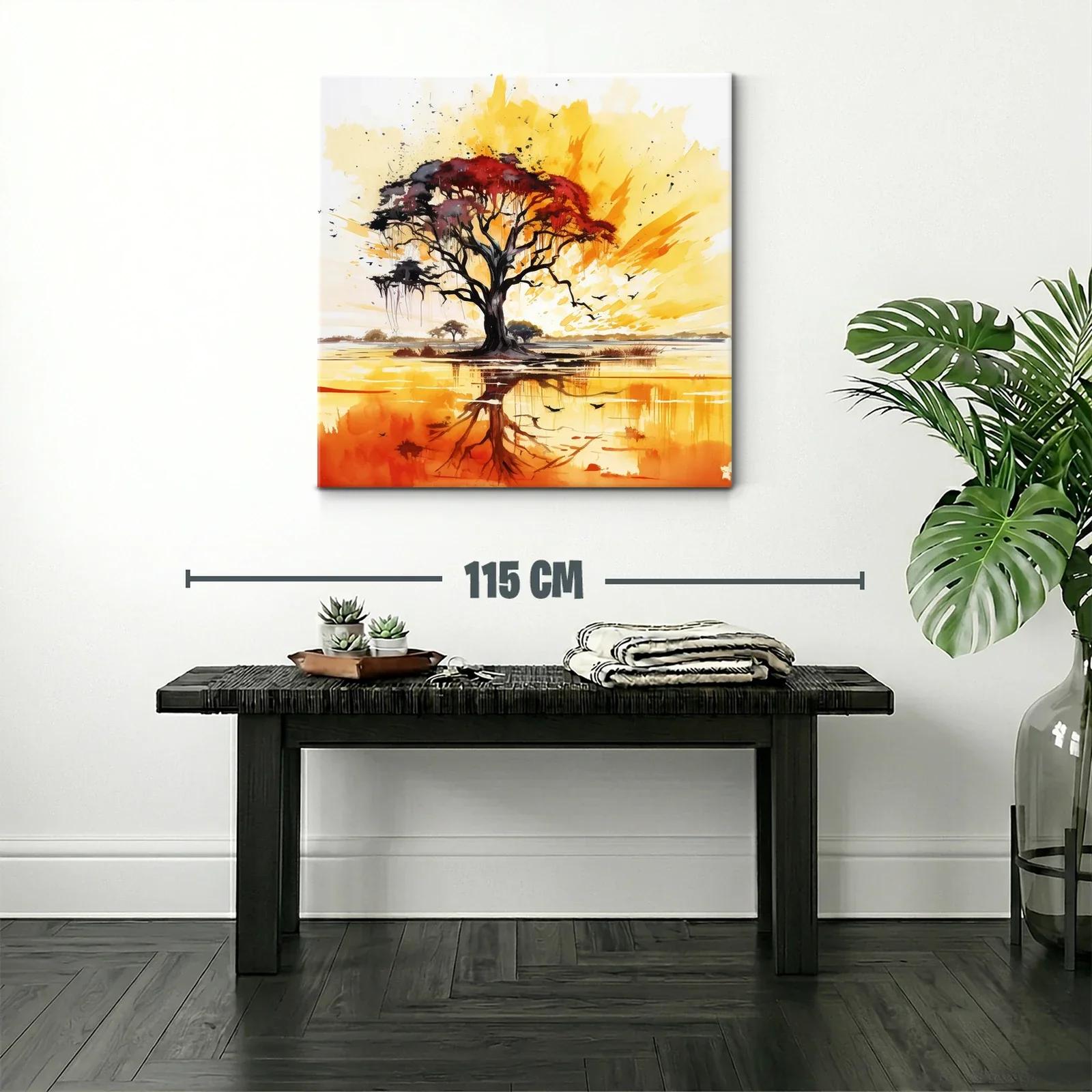 Árbol en atardecer vibrante con reflejos cálidos y elegantes — miniatura 2