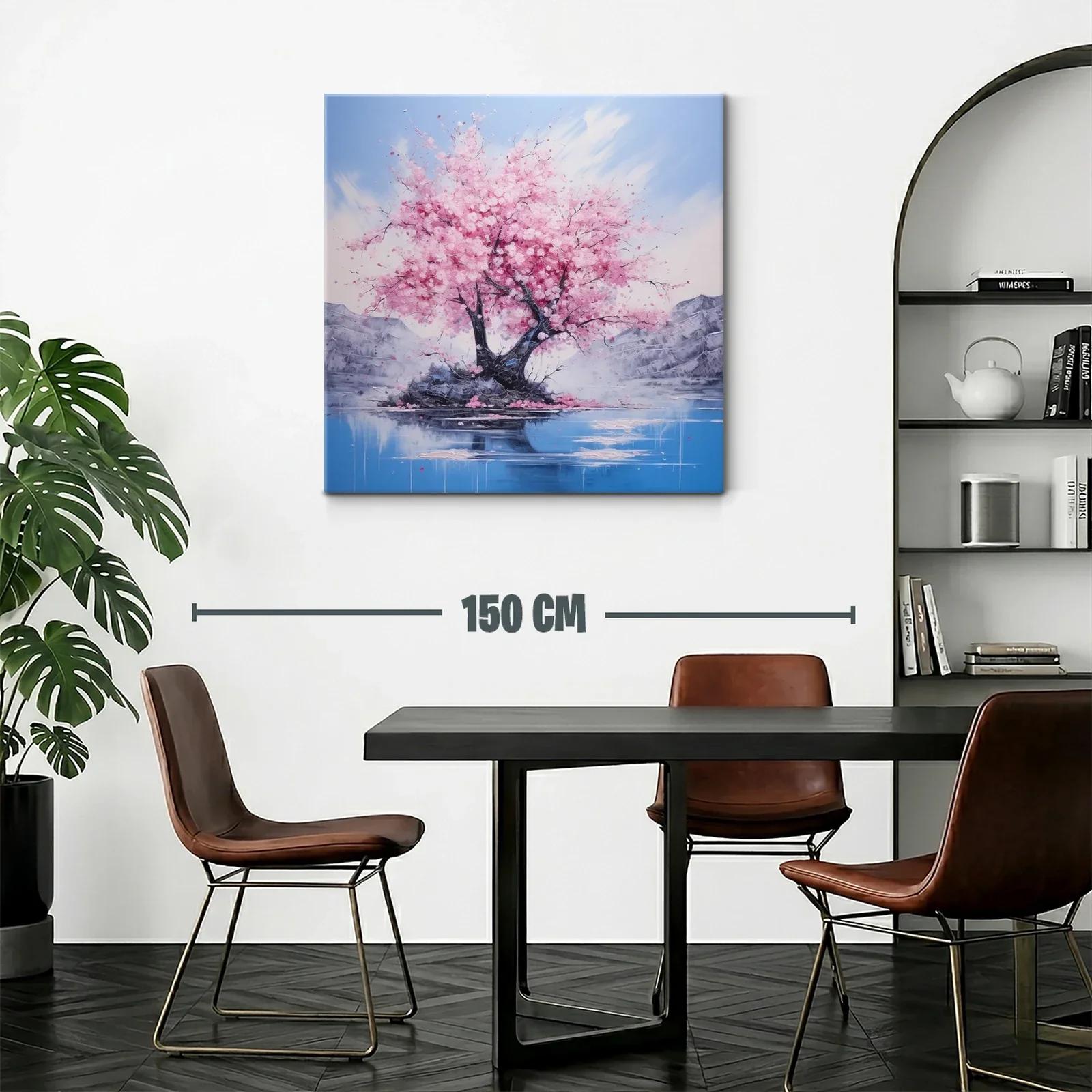 Belleza serena de árbol en flor sobre lago azul y montañas — miniatura 2