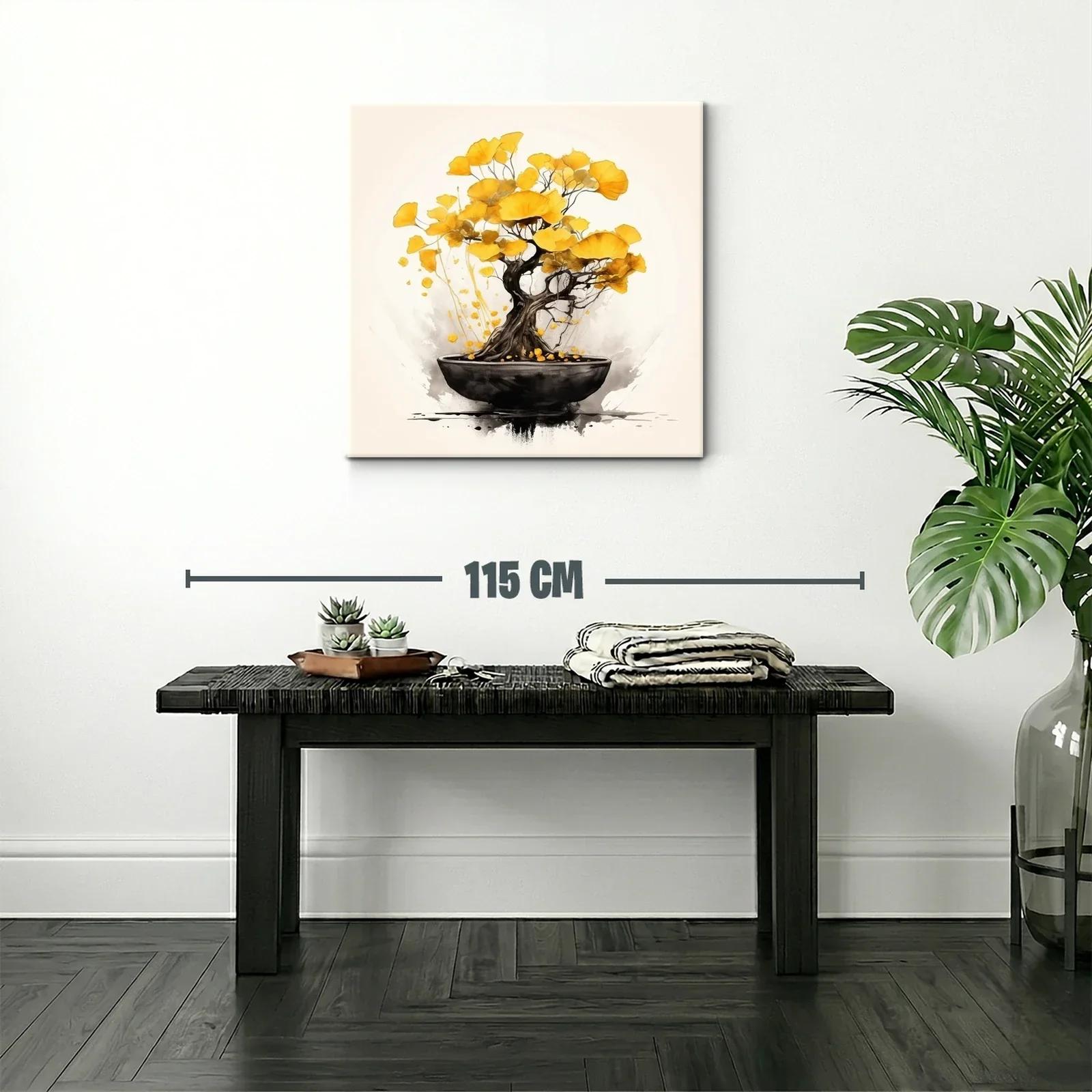 Árbol bonsái con hojas doradas en delicado equilibrio — miniatura 2