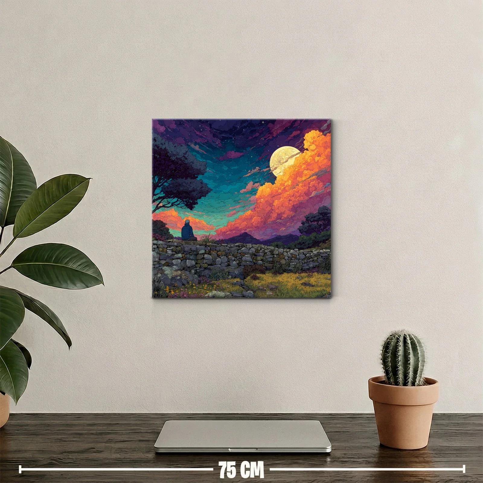 Paisaje nocturno con luna llena y cielo dramático — miniatura 2