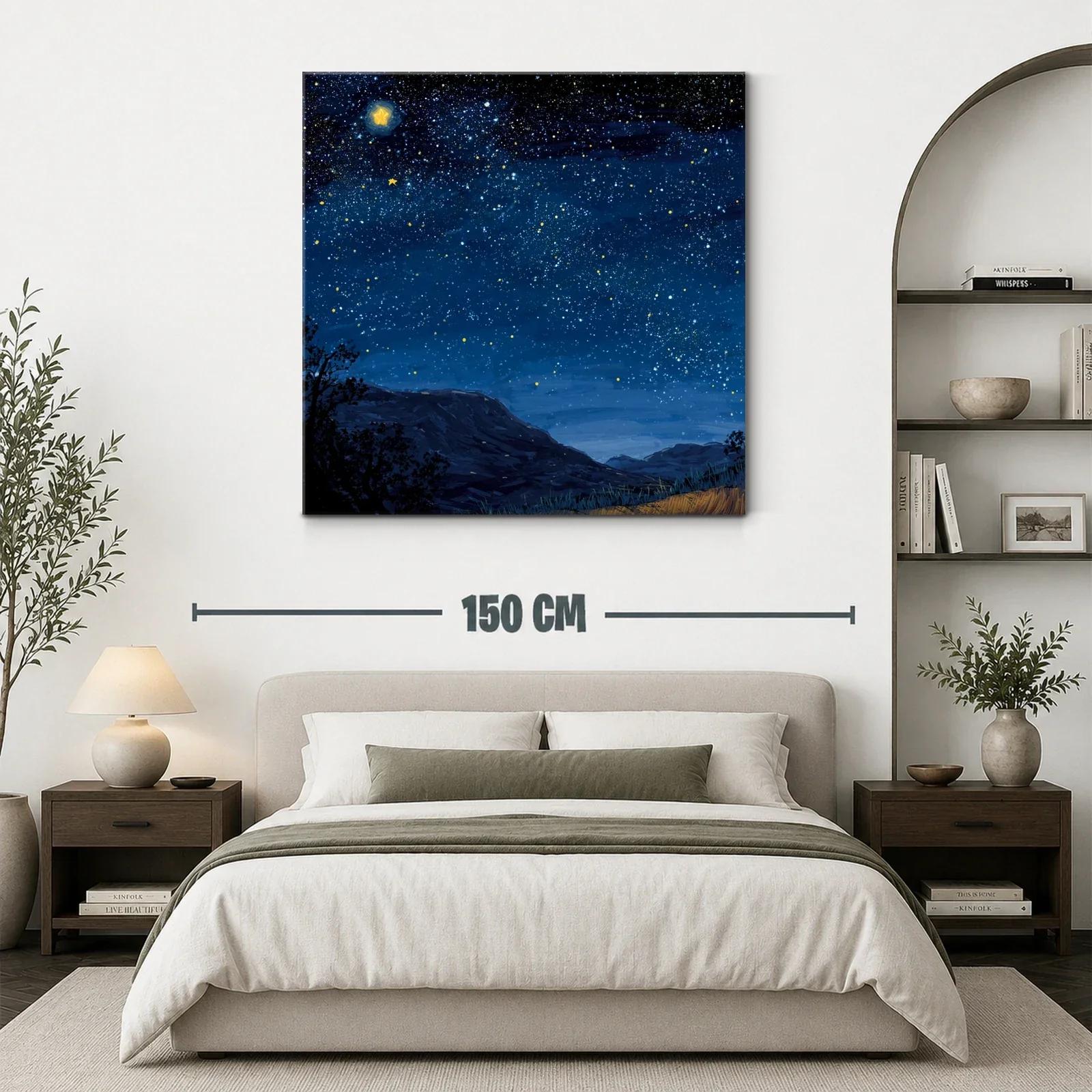 Cielo estrellado con montañas en calma nocturna — miniatura 3