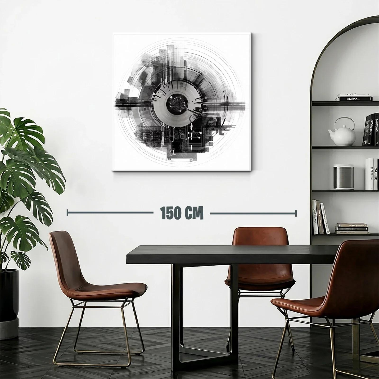 Composición geométrica circular en tonos grises y negros — miniatura 2