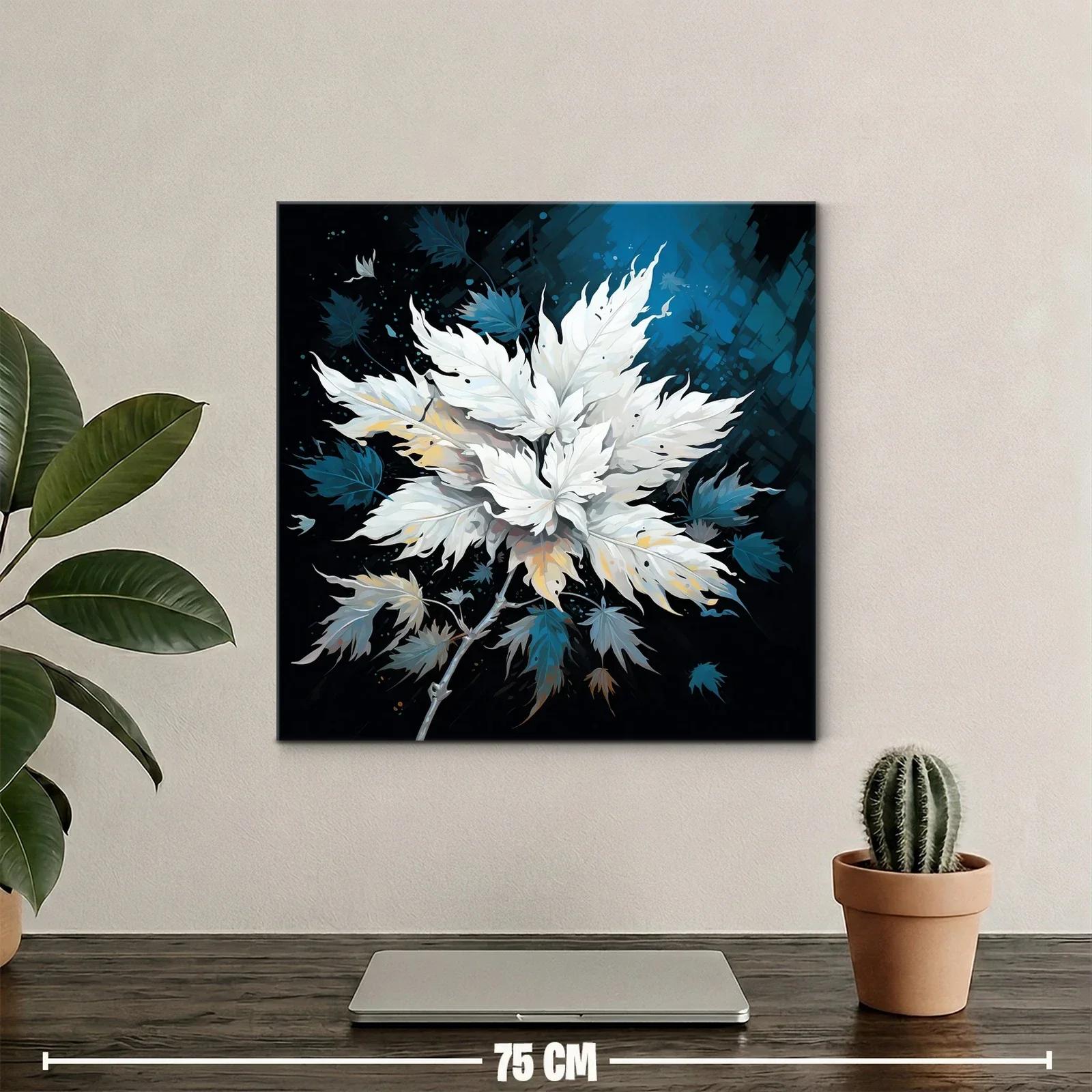 Ramo de hojas blancas con fondo azul oscuro elegante — miniatura 2