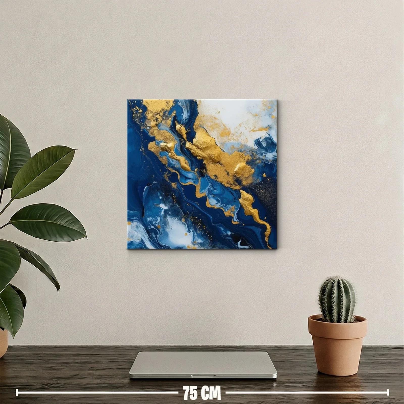 Arte abstracto en azul y dorado para ambientes elegantes — miniatura 2