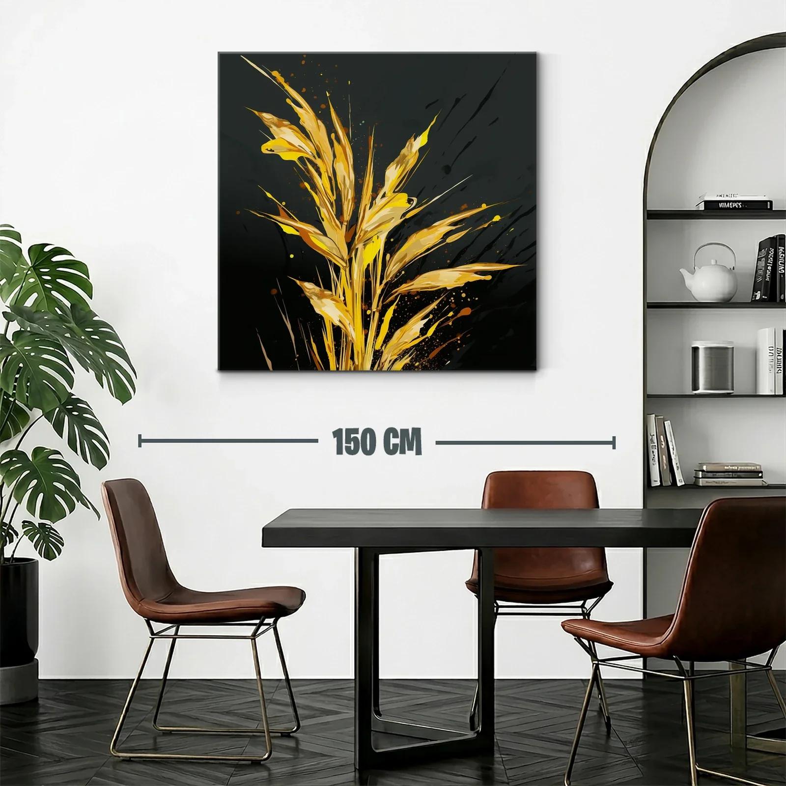 Cuadro con inspiración natural en tonos dorados y negros — miniatura 2