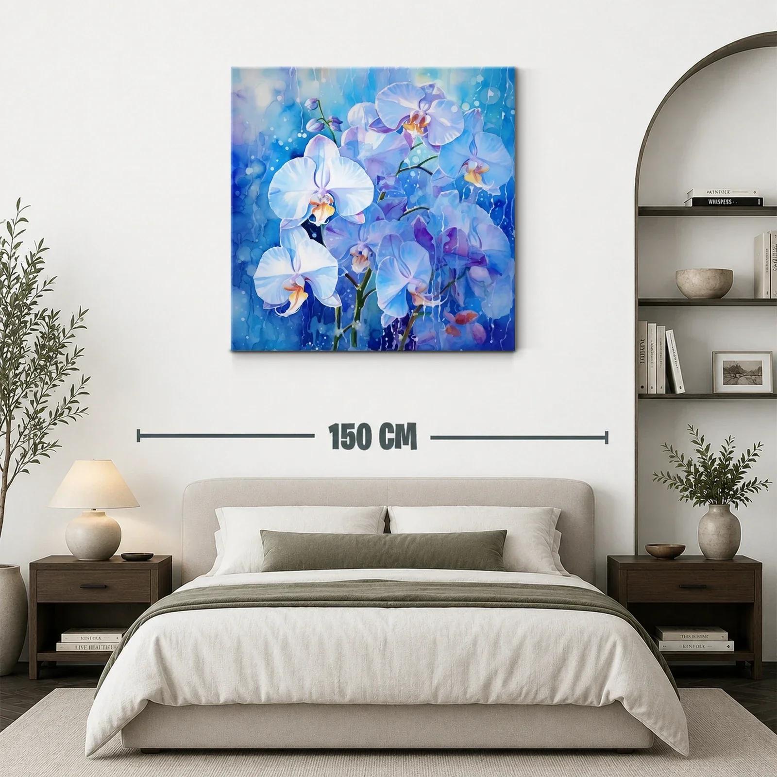 Orquídeas blancas sobre fondo azul vibrante — miniatura 3
