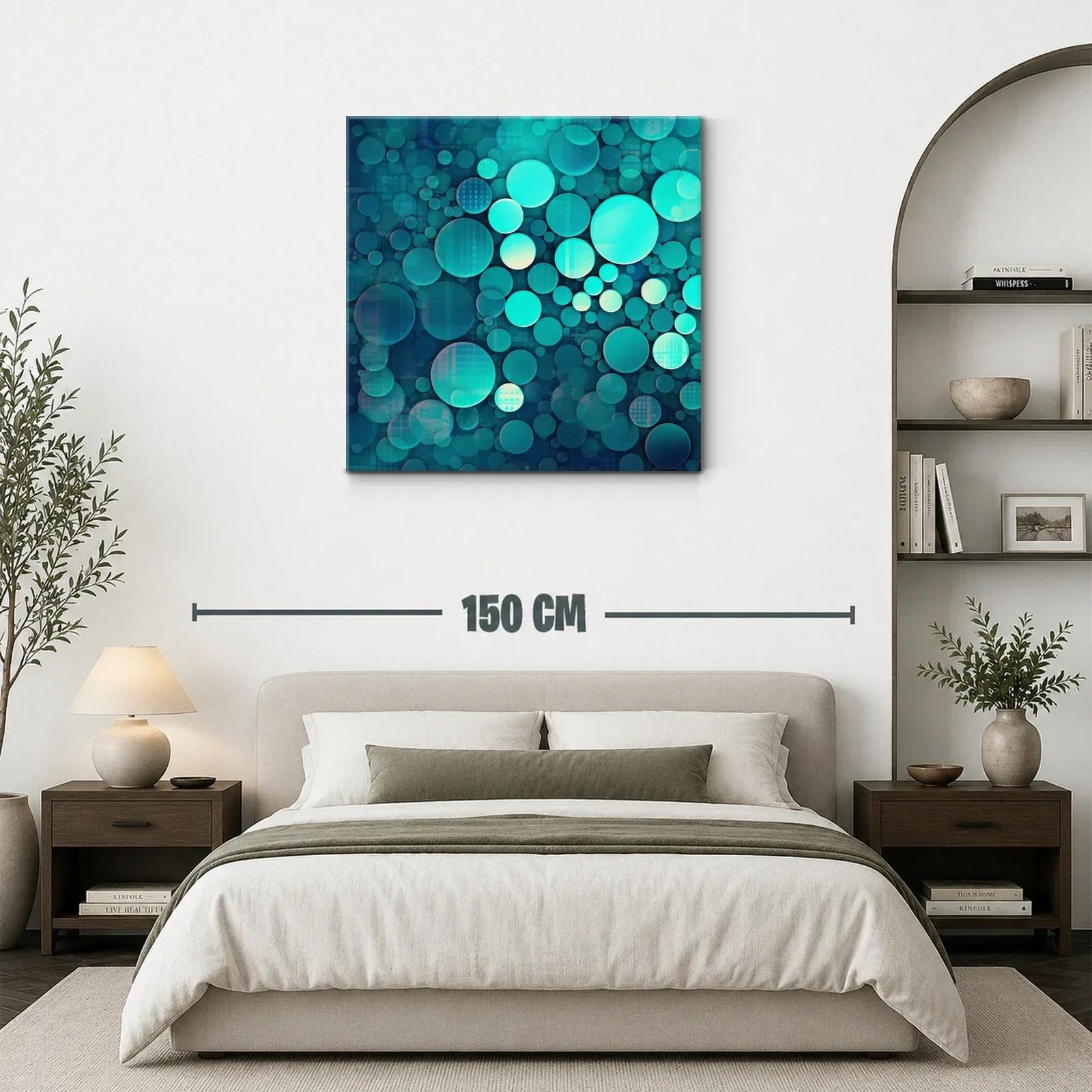 Composición abstracta con círculos en tonos turquesa y azul — miniatura 3