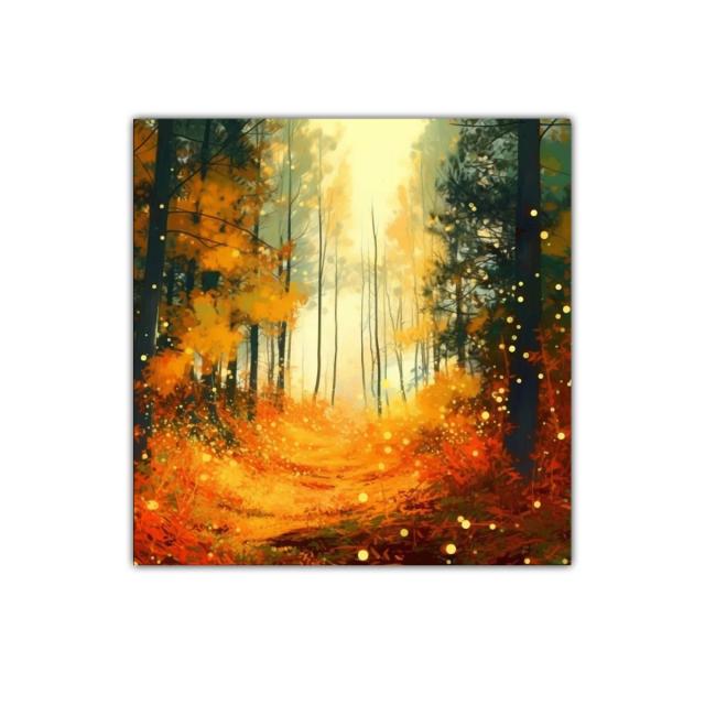 Bosque encantado en tonos cálidos y luminosos
