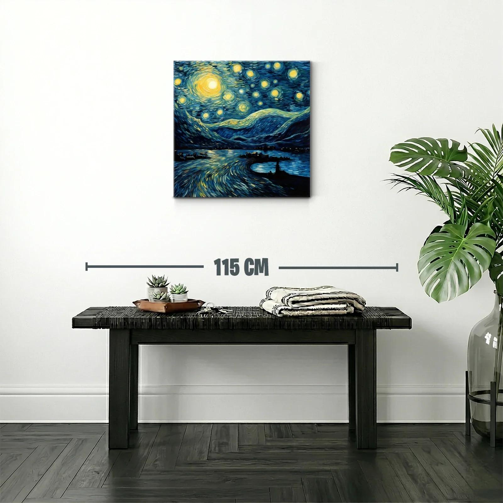 Paisaje nocturno con cielo estrellado y reflejos vibrantes — miniatura 2