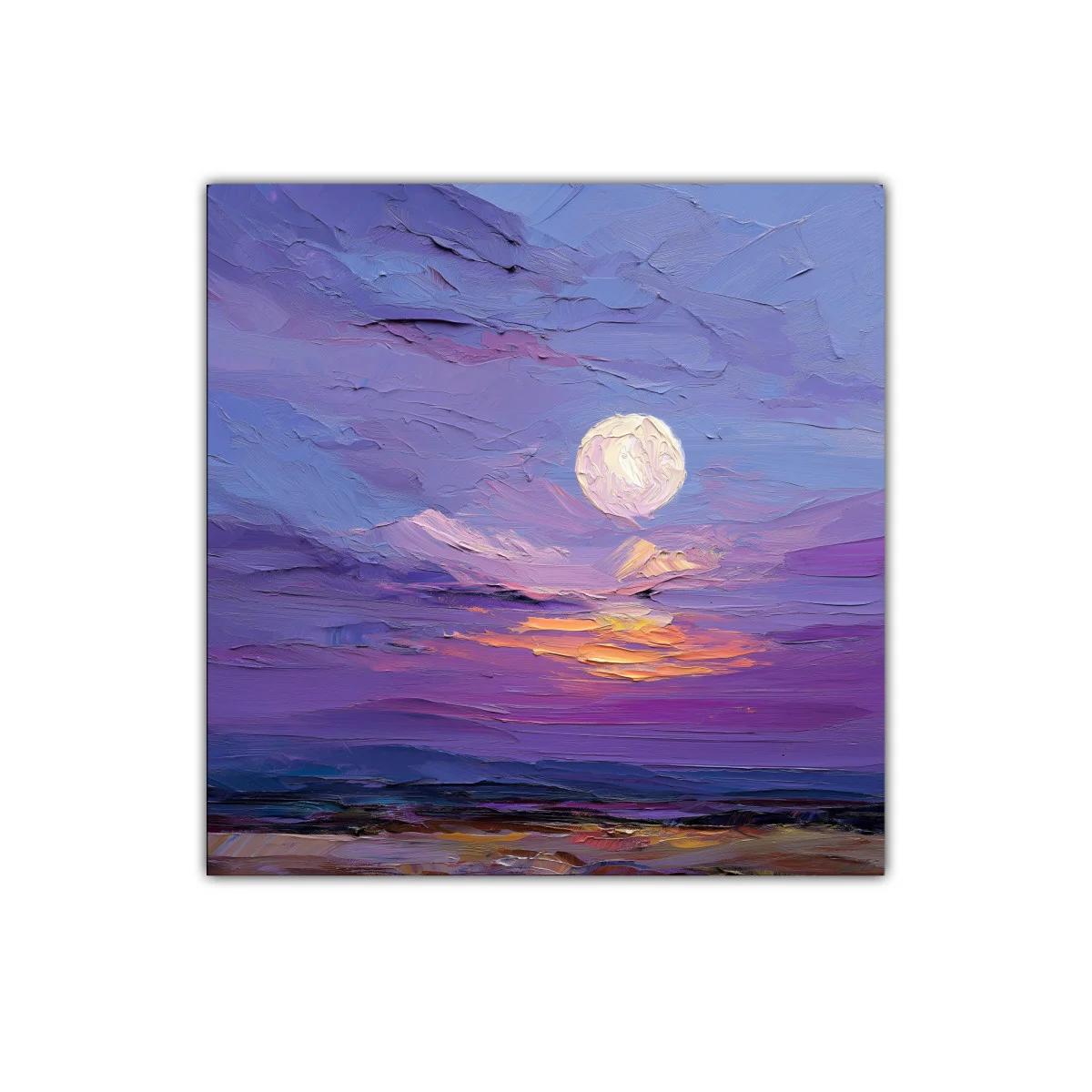 Cielo Nocturno con Luna y Atardecer en Tonos Morados — miniatura 1