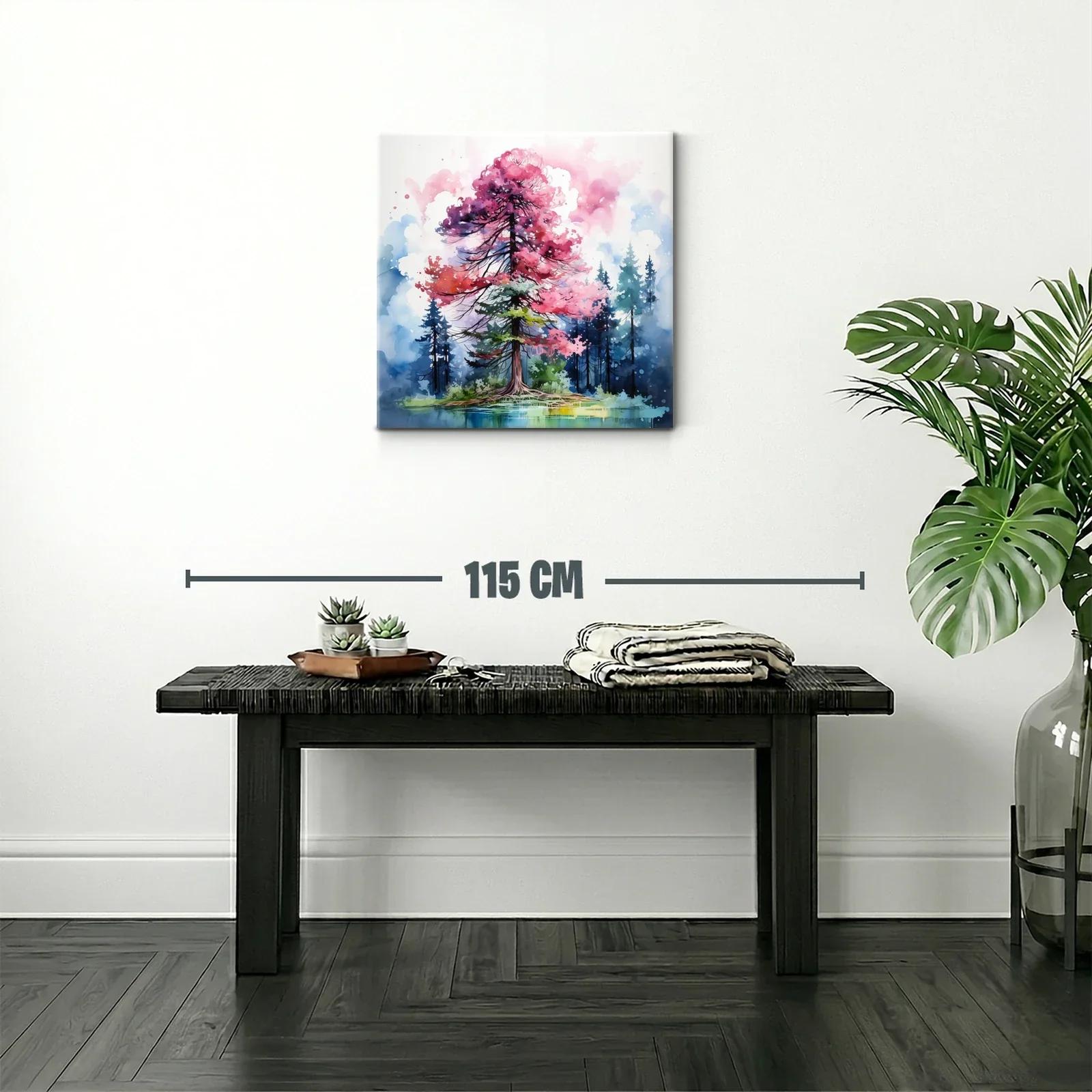 Árbol vibrante con tonos rosados y fondo azul intenso — miniatura 2