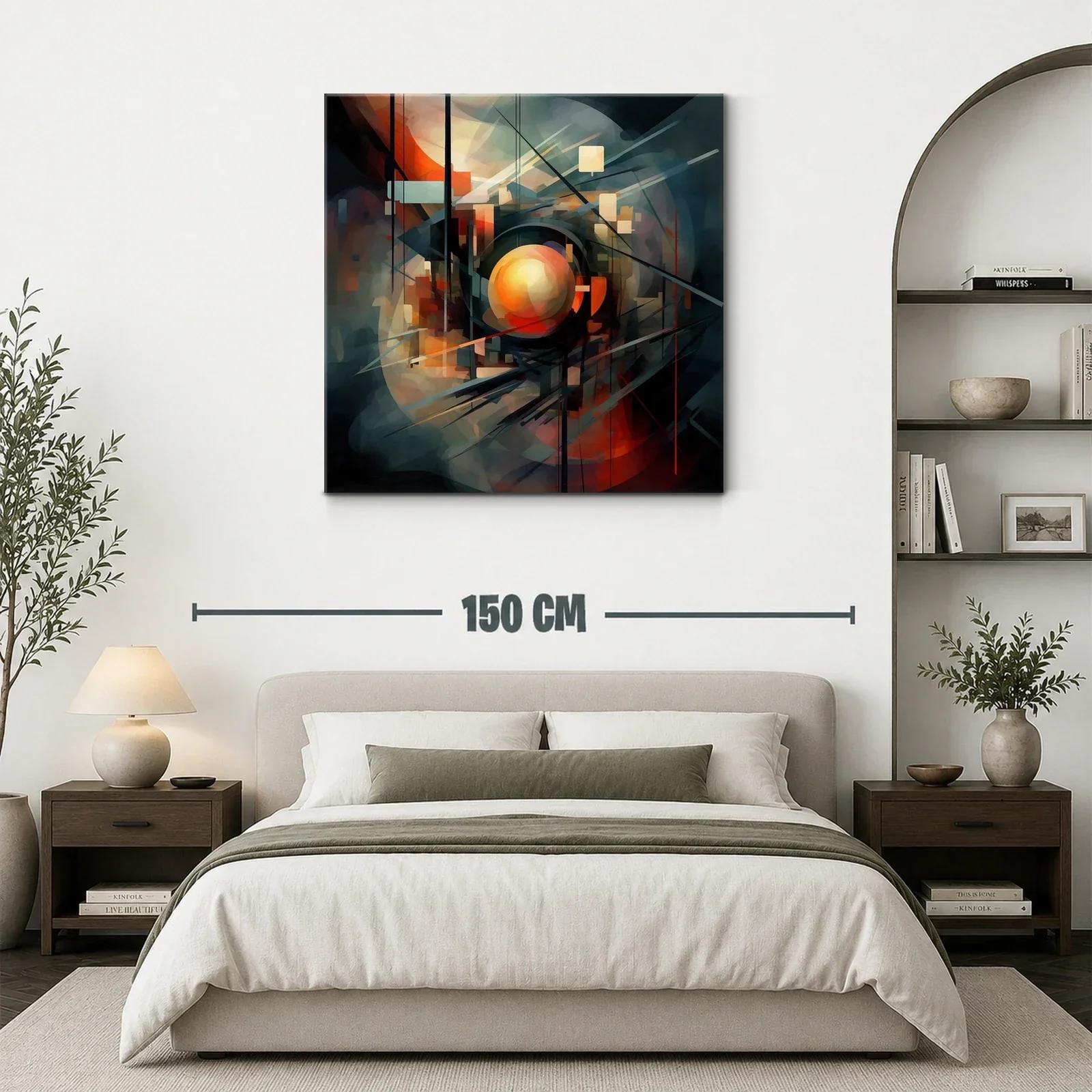 Composición abstracta con esfera central en tonos cálidos — miniatura 3