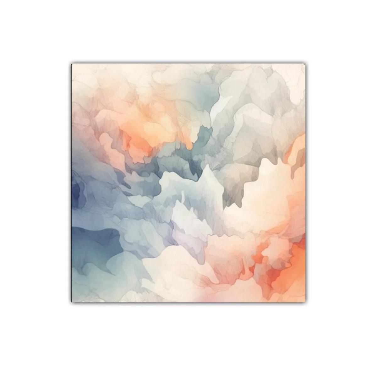 Cuadro abstracto con tonos cálidos y fríos armoniosos — miniatura 1