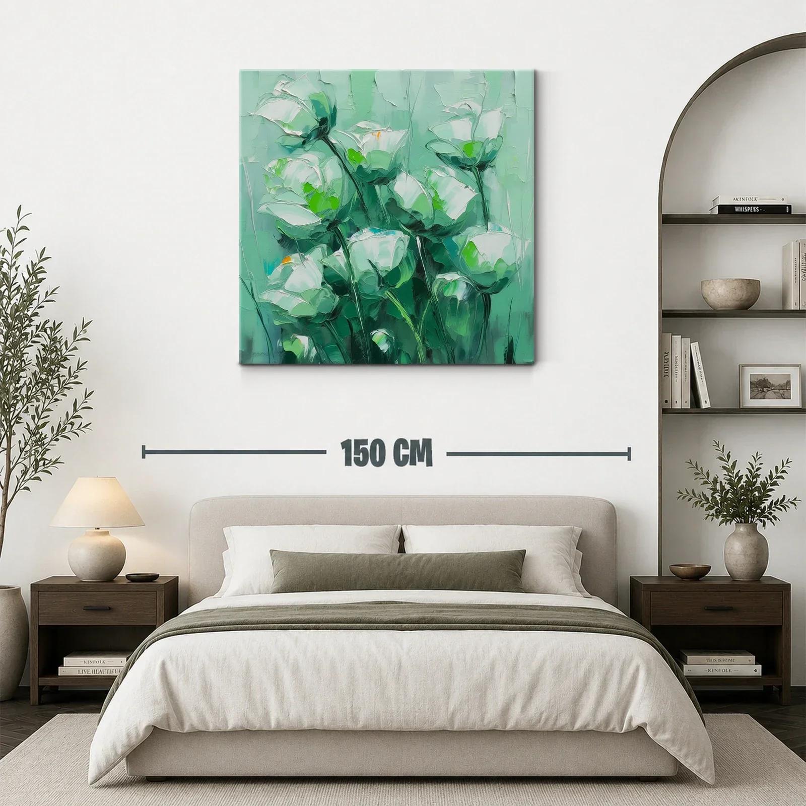 Cuadro floral con tonos verdes y blancos suaves — miniatura 3