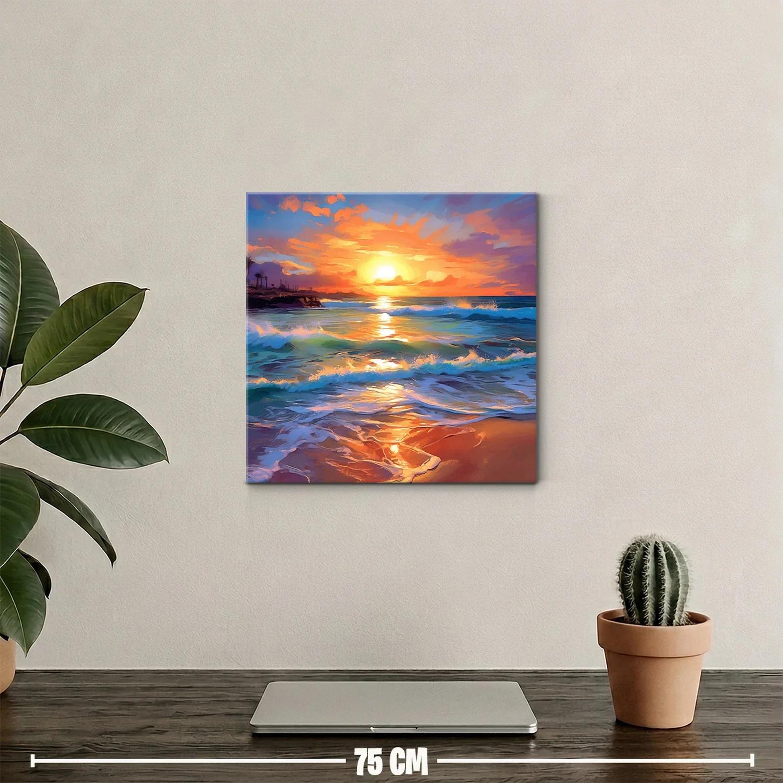 Atardecer vibrante con olas en playa serena — miniatura 2