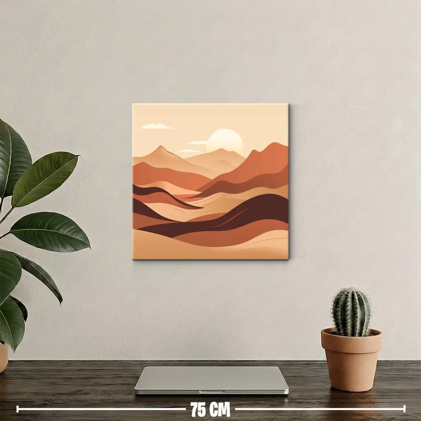 Paisaje abstracto con montañas en tonos cálidos y amanecer — miniatura 2
