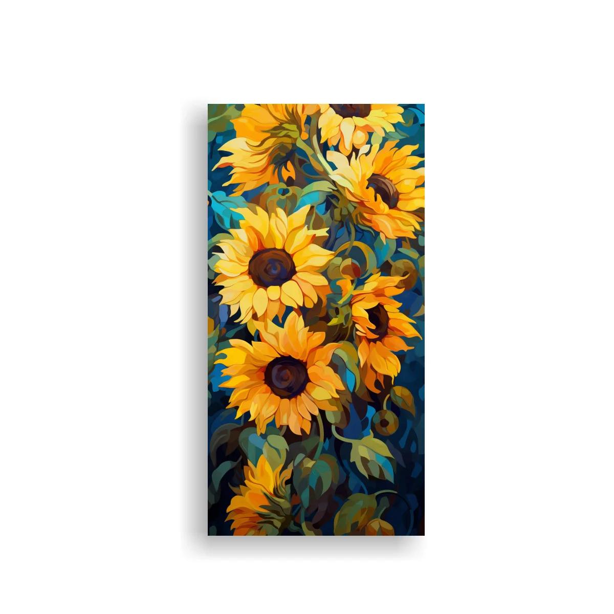 Cuadro girasoles amarillos con tallos curvos
